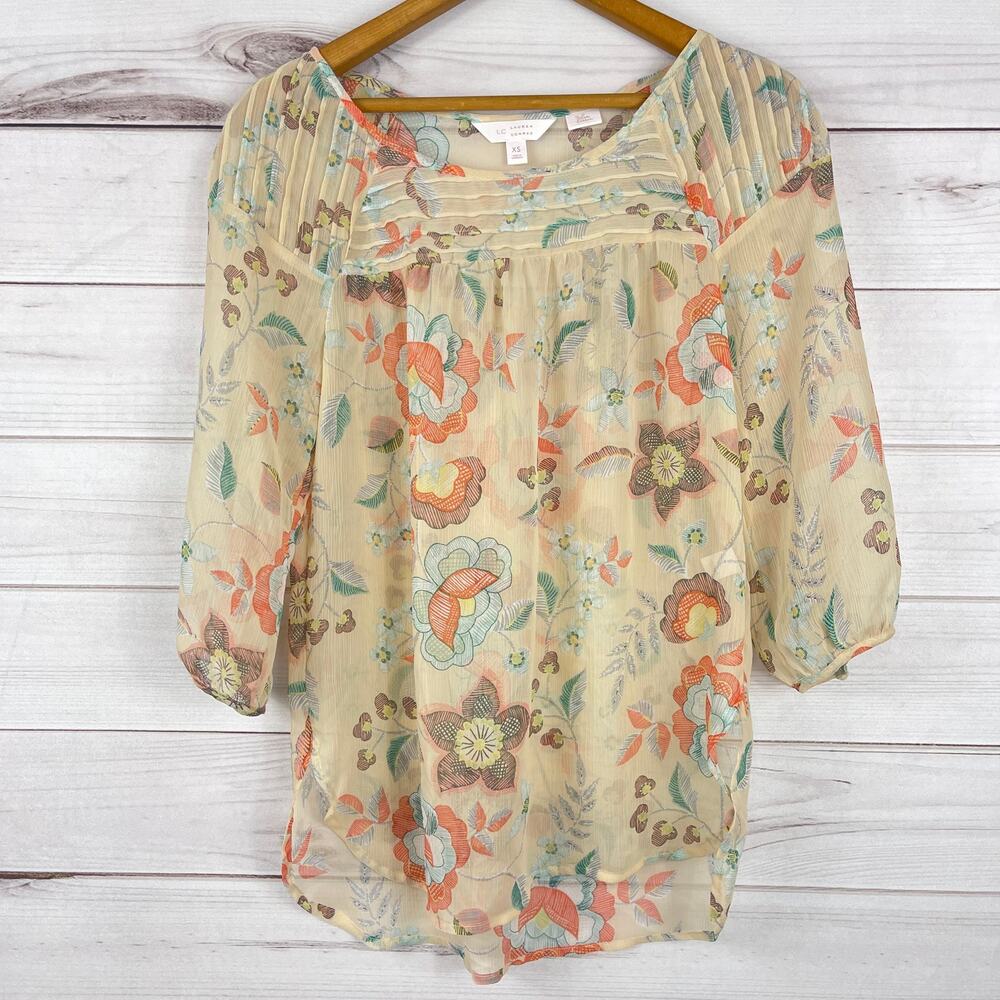 Lc Lauren Conrad Floral Sheer Blouse Size XS Women's